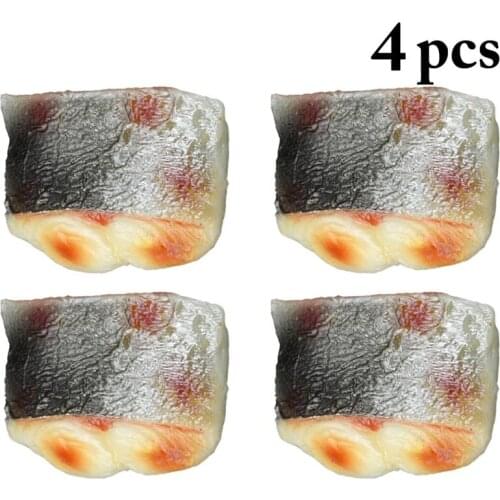 4PCS Simulated Barbecue Fish Block Artificial Food Plastic Realistic Fish Fillet Food Display Model Photo Prop Children Toys