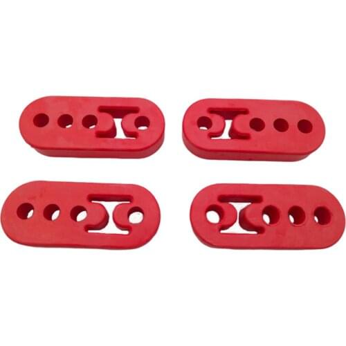 NEW 4x Red 12mm 4 Holes Polyurethane Car Exhaust Muffler Hangers Mount Bracket