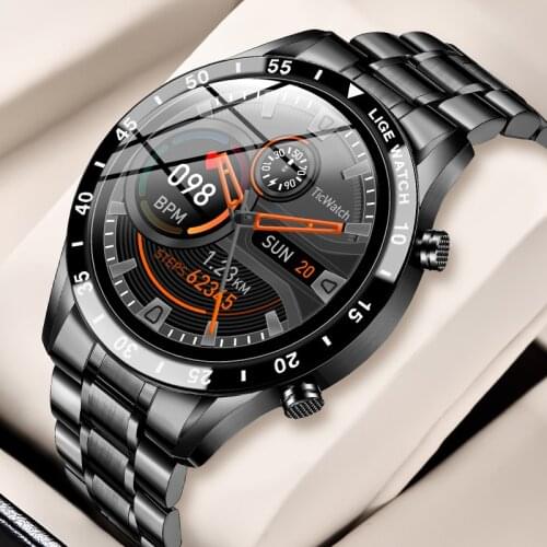 LIGE Steel Band Men Smart Watch Real-time Heart Rate Monitoring Bluetooth Call Watch Sleep Reminder Sport Waterproof Smartwatch