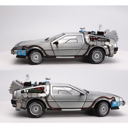 Diecast Car Model 1/18 Scale Alloy Part 3 Time Machine DeLorean Vehicle Metal Toy Welly Back To The Future F Kid Children Gifts