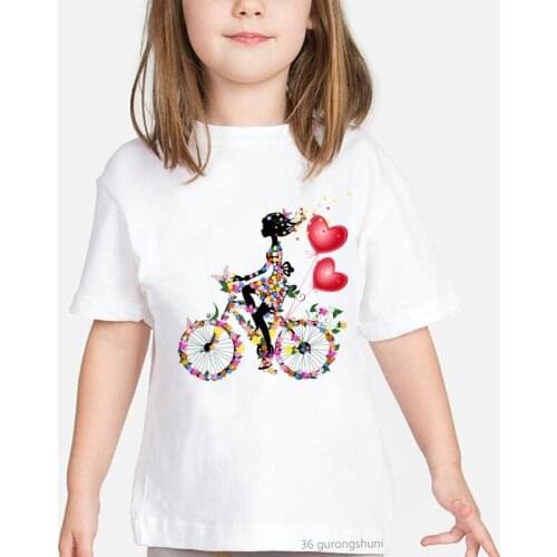 Fashion New Girl T-shirt Beautiful Butterfly Flowers and Anime Pattern Girl T-shirt Summer Harajuku Cute Children Birthday Gift