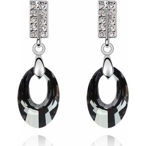Monemel Swarovski Crystals Black Earring Gift for Women Valentines Day Special Trendy