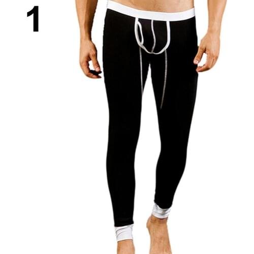 Men\s Fashion Sexy U Convex Pouch Skinny Long Pants Thermal Underwear Leggings Mens Clothing 2021 штаны мужские