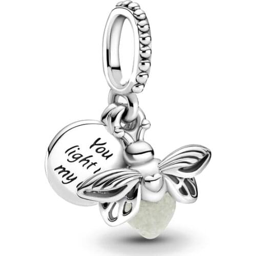 2021 Newst Glow-in-the-dark Firefly Dangle Charm Pendant Beads fit Original Pandora Charms Silver 925 Bracelet DIY Women Jewelry