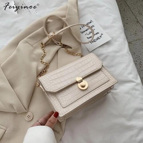 2020 New Female Bag Stone Pattern Shoulder Bag Lady Bag Chain Bag Messenger Bag Fashion Mobile Phone Bag Small Square Bag Women