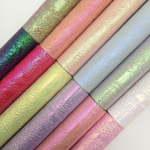 Onefly Wholesales Dropshipping Leather Supplier Flowers Embossed Synthetic Faux Vinyl Leather Fabric Sheets For Bow DIY FZ085A