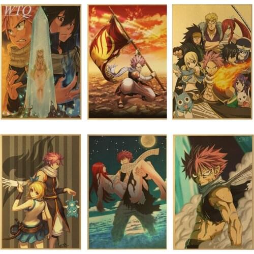 Anime Posters Japan Anime Fairy Tail Poster Retro Poster Canvas Painting Wall Art Picture Home Decor Photos for Childrens Room