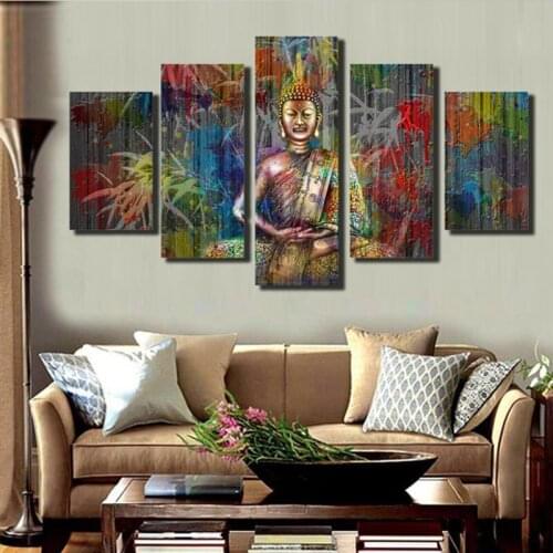 Full Square/Round Drill 5D DIY diamond painting 5pc Buddha statue Pictures mosaic Diamond Embroidery Wall Arts J1759