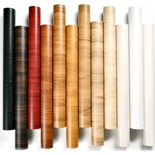 PVC Waterproof Self Adhesive Wallpaper Roll Furniture Cabinets Desktop Doors Renovation Vinyl Film Wood Grain Wall Stickers