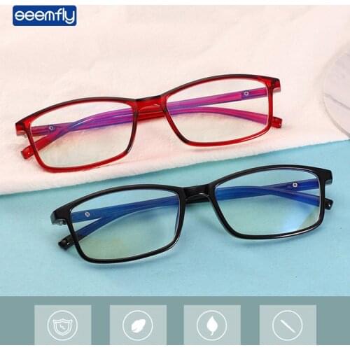 Seemfly Classsic Square Glasses Frame Fashion Anti-blue Light Frame Anti-radiation Computer Goggles Soft Plain Spectacles Unisex