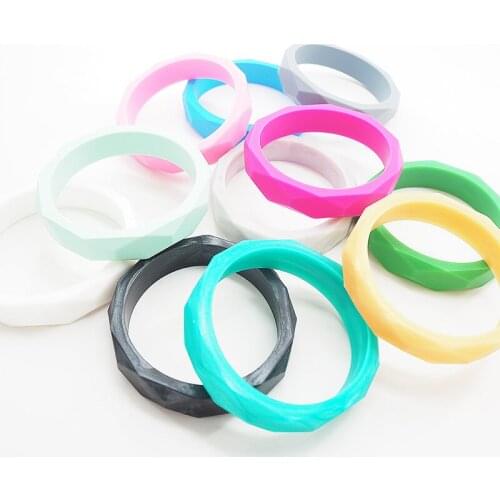 Chenkai 10PCS BPA Free DIY Silicone Teething Bracelet Baby Bangle Teether Nursing Sensory Pacifier Chewing Pendant For Toy Gift