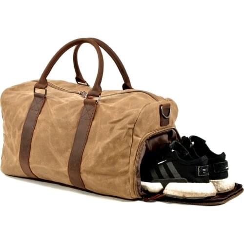 Sports Gym Mens Shoulder Bag Training Package Wet And Dry Separation Swimming Large Capacity Canvas Luggage Travel Bag Cowhide