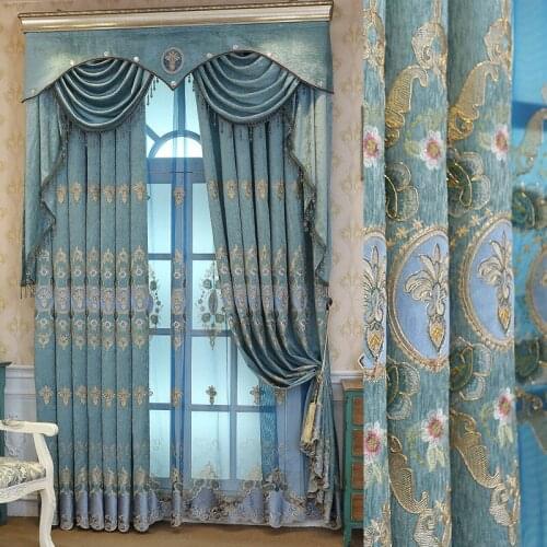 Light Curtain Clio Luxury Embroidery Patch Grade Velvet Curtain Finished Embroidery Elegant Curtains for Living Room Bedroom