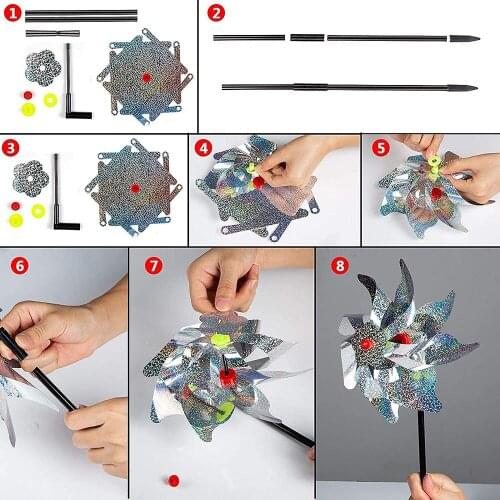 Anti-Birds Reflective Windmill for Garden Orchard Farm Scare Birds Away Easy to Assemble B99