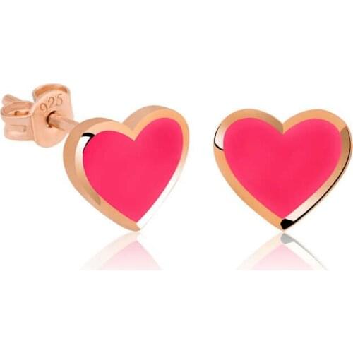 Tevuli 925 Sterling Silver Highlighter Pink Heart Earrings
