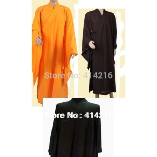 Unisex buddhist clothes Monk shao lin Kung fu zen lay meditation suits robe HaiQing SENFU 3colors