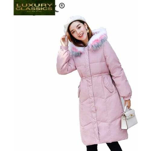 Womens Thick Down Warm Jacket+large Raccoon Fur Winter Long Duck Down Coat Women Clothes 2021 Slim Chaqueta Mujer LW1282