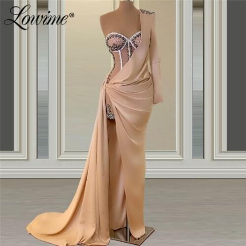 Robe De Soirée De Mariage Evening Dresses 2021 Illusion Crystals Beaded Long Prom Dress Mermaid Arabic Wedding Party Dresses