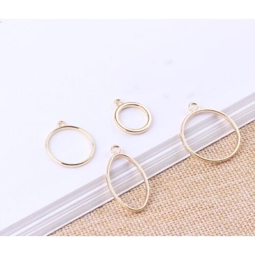 10pcs Gold Metal Round Oval Pendants Charms DIY Stud/Drop Earrings Necklace Making Women Fashion Jewelry Findings Accessories