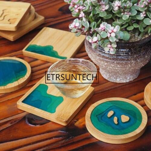 100pcs Bamboo Tray Cup Pad UV Resin AB Glue DIY Epoxy Coaster Crafts DIY Making Accessories Square Round