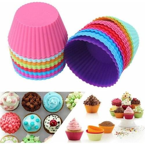 12 Silicone Molds Cupcake Liner Holders Bake Muffin Dessert Baking Chocolate Cups Mold