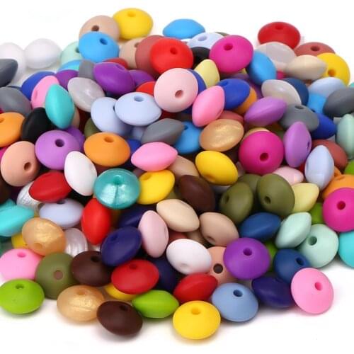 30pc Silicone Beads Saucer Loose Abacus Teething Bead Chew Bracelet Diy Teether Necklace Lentil Baby Sensory Toy Necklace