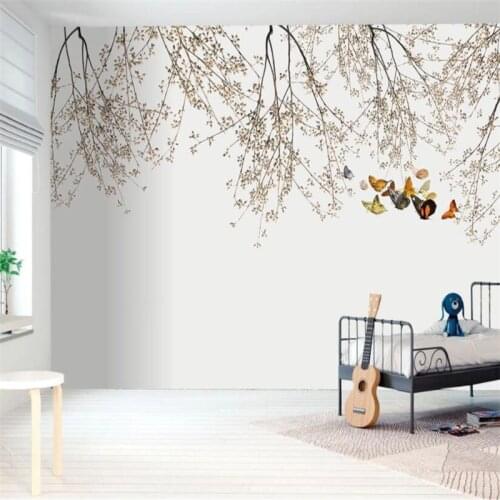Beibehang custom Branch butterfly large wallpaper mural Big tree TV background wallpapers mural stickers home decor living room