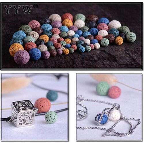 Natural Round Lava Beads No Hole 6/8/10/12/14/16/18/20mm Loose Multicolor Beads for Jewelry Making Pendant Bracelet Necklace