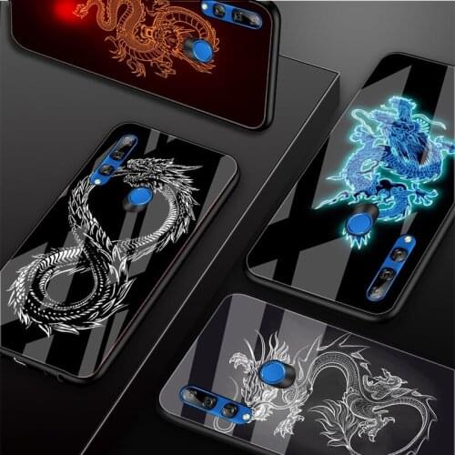 Dragon Tempered Glass Phone Case For Huawei honor 8X 9 10i 20i 20Lite 20Pro 30 Pro Cover Shell