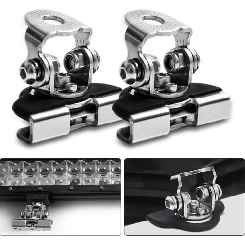Haolide 2Pcs Led Work Light Increased Stainless Steel Hood Universal Mount Led Light Bar Mounting Brackets Clamp Pillar Holder