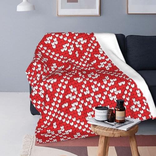 Red Abstract Geometric Vintage Ethnic Seamless Fuzzy Soft Cozy Warm Fleece Blanket For Couch Bed Dropship Decorative Throw
