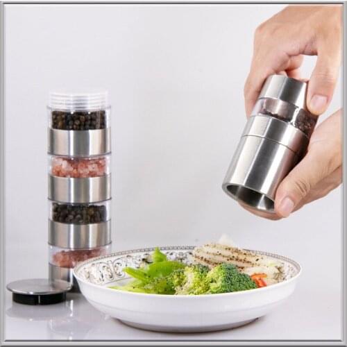 Pepper Grinder Stainless Steel Acrylic Multilayer Manual Salt and Pepper Grinder 1Pcs Spice Grinder Kitchen Portable Sauce Tool