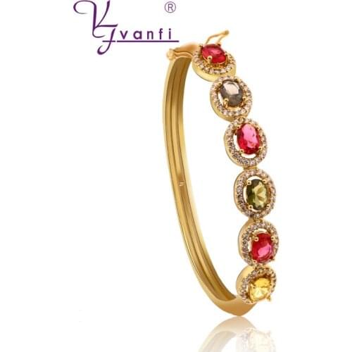 New style Design Colorful AAA Zircon Bracelets & Bangles Gold Plate Gifts For Women Party Fashion Jewelry