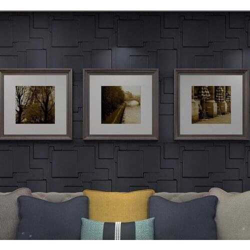 Plastic Decorative Matt Black 3D Wall Panels Textured Design Art Pack of 12 Tiles 3D PVC Panels for Wall Background