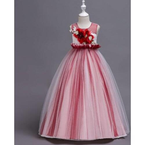 Girls Dress 2019 New Summer Mesh Girls Clothes Pink Applique Princess Dress Children Summer Clothes Baby Girls Dress
