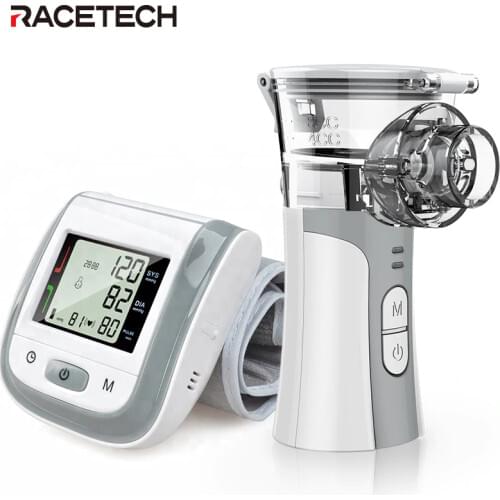 Portable Asthma Inhaler Mesh Nebulizer Nebulizador & Wrist Heart Rate Monitor BP Machine Blood Pressure Monitor Tensiometro