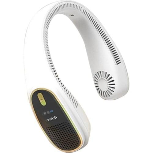 2021 Mini Portable Leafless Hanging Neck Fan Electric Cooling Fan Lazy Neckband Fan USB Rechargeable Neck Fan Outdoor Camping