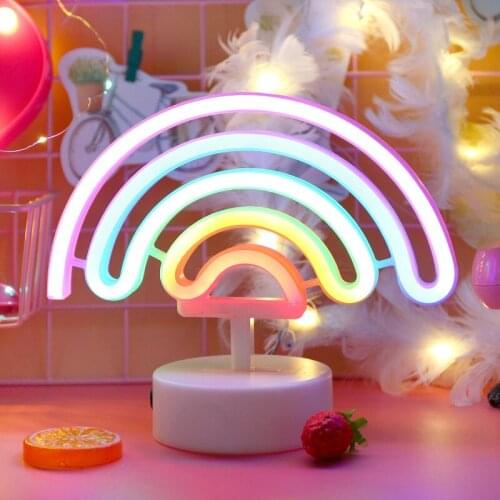 Rainbow night light LED The neon lights decoration battery fairy room holiday Atmosphere lamp blacklight wedding party christmas