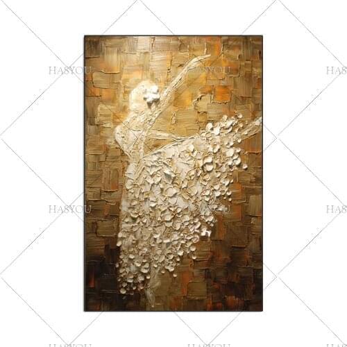 Hand Painted Ballet Dancer oil painting Modern Abstract Palette Knife angel Oil Painting On Canvas Wall Art For Living Room