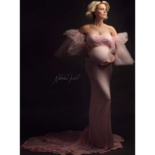 Mermaid Maternity Dresses For Photo Shoot Pregnant Women Pregnancy Photography Props Sweatheart Ruffles Maxi Maternity Gown