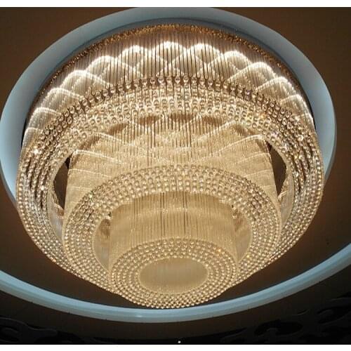 Hotel Lobby Round Crystal Ceiling Lamp Ballroom Hall Light Club Light KTV Lobby Project Crystal Lighting led fixture led lamp
