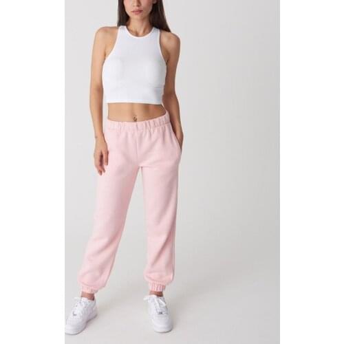 New season Elastic Waist Tracksuit Powder color Women Sweatpants casual plush lining winter