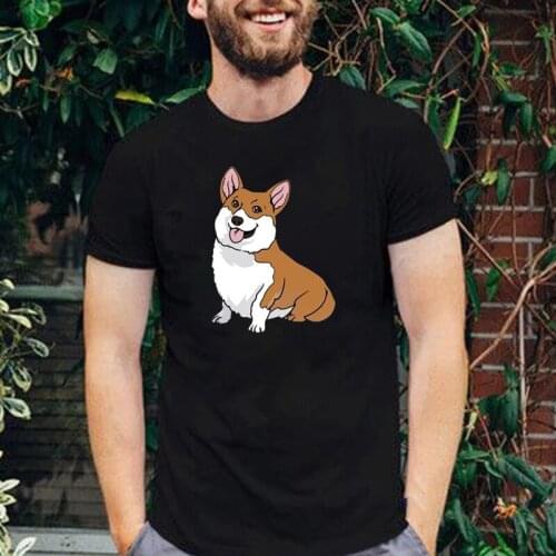 Vintage Welsh Corgi Pembroke Dog Men Women T Shirt Cute Corgi Graphic Mens T-Shirts Crew Neck Short-Sleeve Cotton Casual Tee