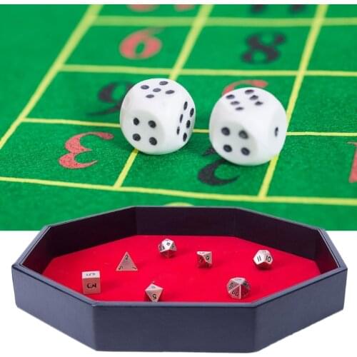 Octagonal Dice Tray PU Leather Dice Storage Box Board Game Dice Box Key Wallet Coin Tray Desktop Storage Box