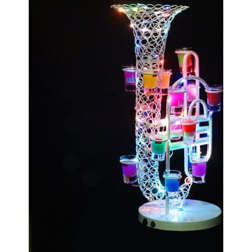 TOP quality Luminous Light Up LED Saxophone wine Cup stand holder for Birthday Party Night Bar club supply