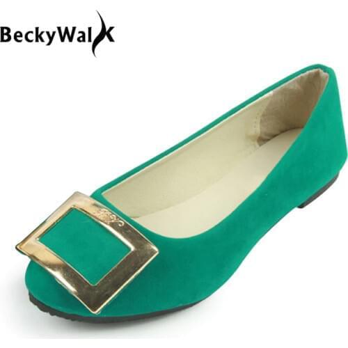 Spring Women Shoes Fashion Flats Big Buckle Shallow Mouth Office Ladies Shoes Woman Zapatos Mujer Plus Size 35-42 WSH2220