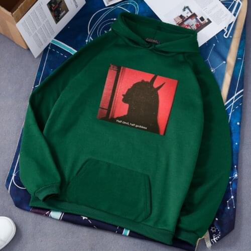 Winter Hoodies Loose BF Loose Pullover Pocket Tops itself Streetwear Devil print fashion women sweatshirt selfie oversize female