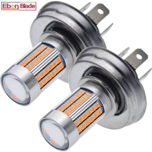 2 Pieces Amber P45T R2 High Low Beam LED Headlight Bulb For Motorcycle Scooter Motobike Tractor Front Head Light Lamp 3030 66SMD