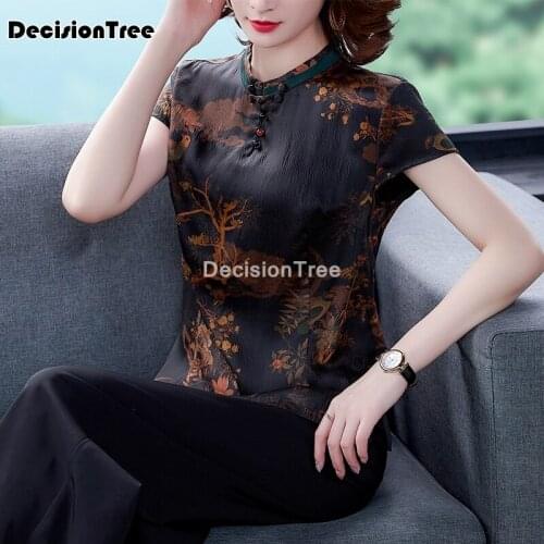 2021 traditional chinese clothing for women qipao top tang suit cheongsam top print blouse vintage classic chinese style tops