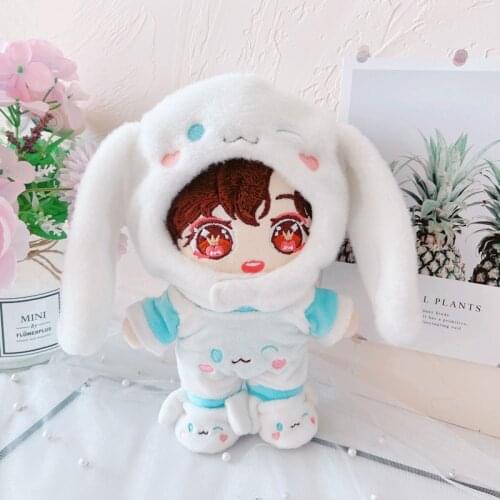 5pcs/set 20cm Kawaii Baby Doll Clothes Plush Dolls Clothes Lovely Dog Hat Toy Dolls Accessories for Korea Kpop EXO idol Dolls
